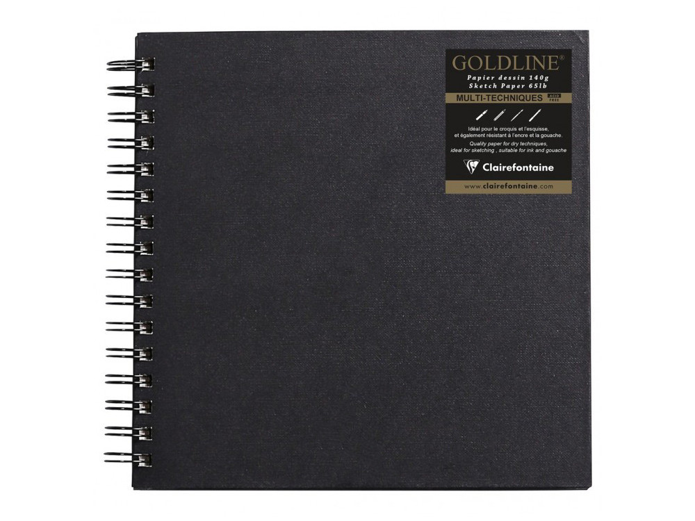 Szkicownik na spirali Goldline - Clairefontaine - czarny, 20 x 20 cm, 140 g, 64 ark.