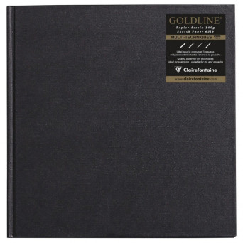 Goldline sketchbook - Clairefontaine - black, 20 x 20 cm, 140 g, 64 sheets