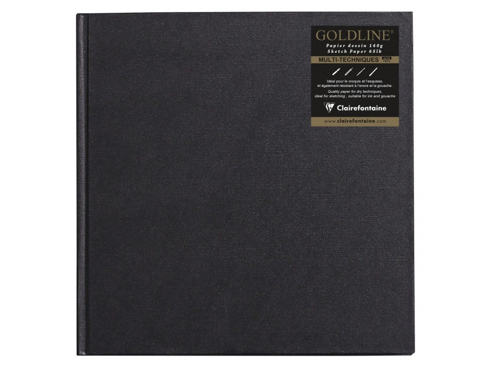 Goldline sketchbook - Clairefontaine - black, 20 x 20 cm, 140 g, 64 sheets