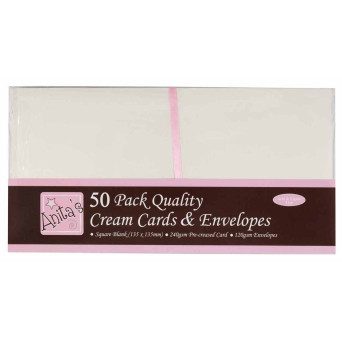 Square Cards & Envelopes Set - Anita's - Cream, 50 pcs