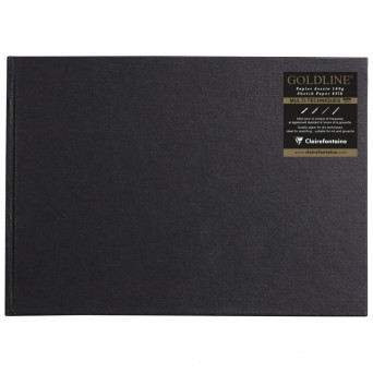 Szkicownik Goldline - Clairefontaine - czarny, poziomy, A4, 140 g, 64 ark.