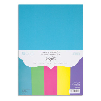 Zestaw papierów - DpCraft - Brights, A4, 220 g, 20 ark.