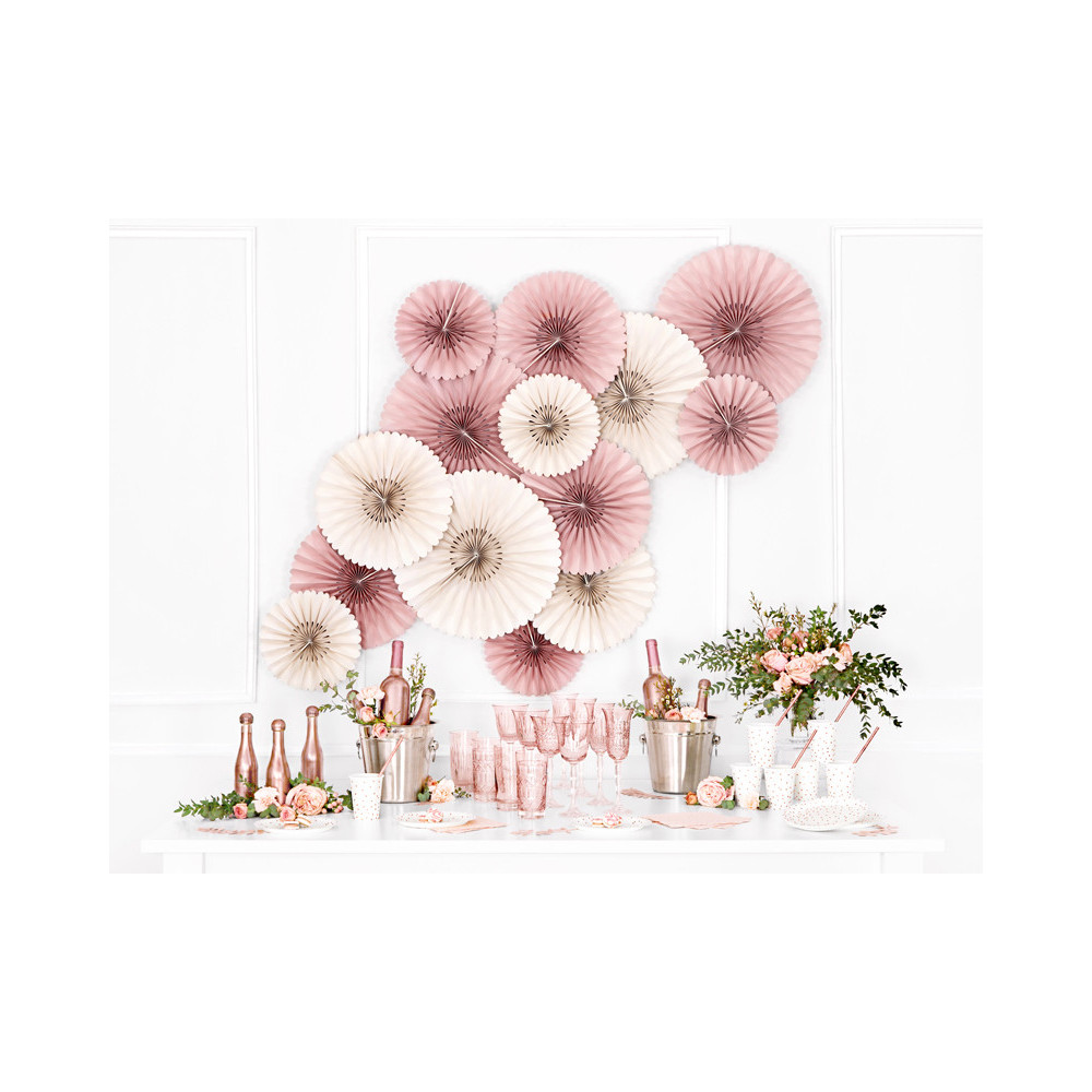 Paper cups with pink dots - white, 260 ml, 6 pcs.
