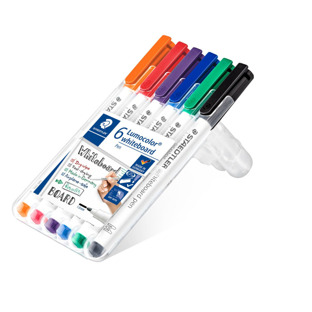 Markery suchościeralne Lumocolor do tablic - Staedtler - 6 kolorów
