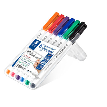 Markery suchościeralne Lumocolor do tablic - Staedtler - 6 kolorów