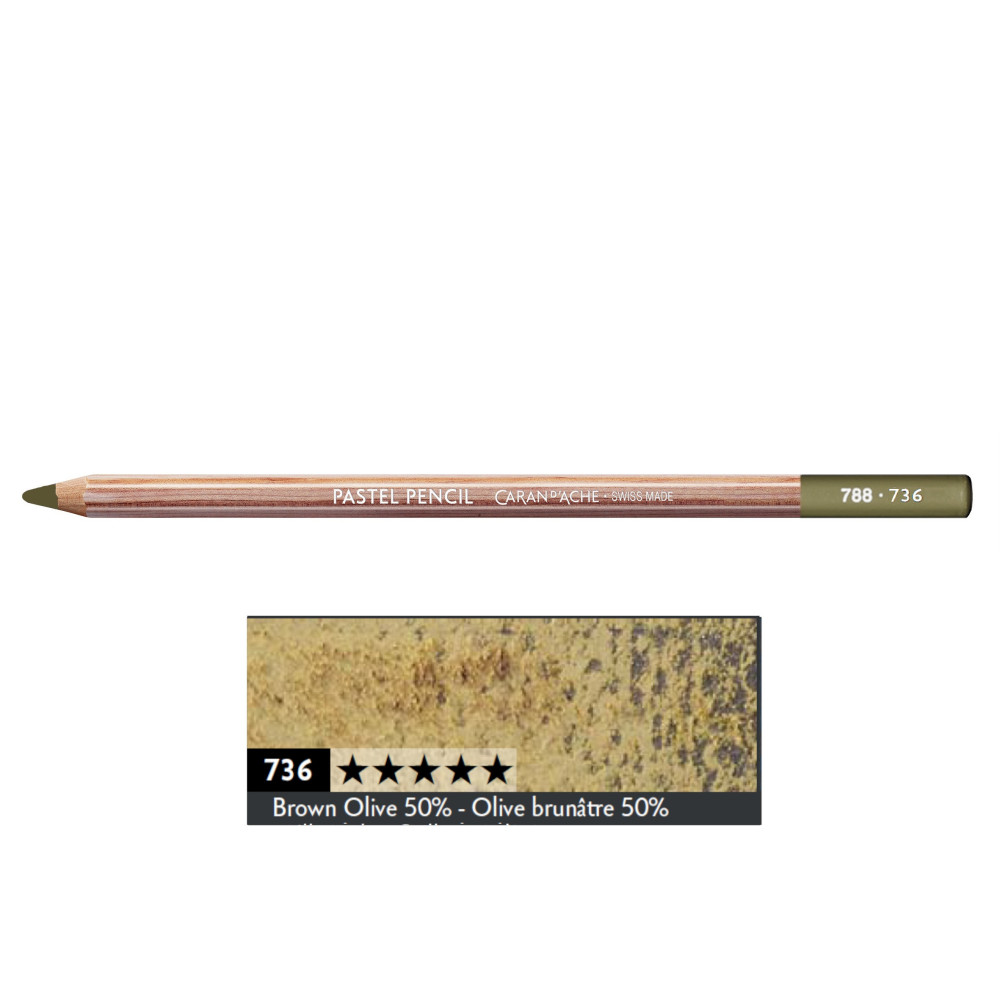 Pastela sucha w kredce Pastel Pencil - Caran d'Ache - 736, Brown Olive 50%