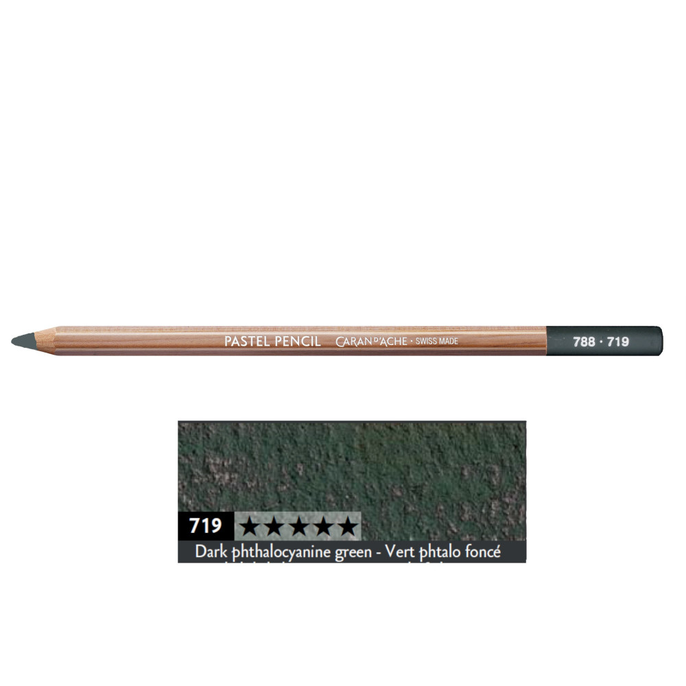 Pastela sucha w kredce Pastel Pencil - Caran d'Ache - 719, Dark Phthalo Green