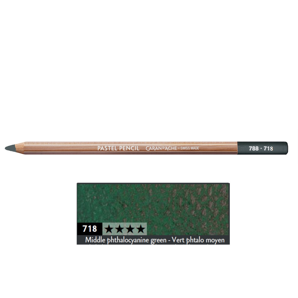 Pastela sucha w kredce Pastel Pencil - Caran d'Ache - 718, Middle Phthalo Green