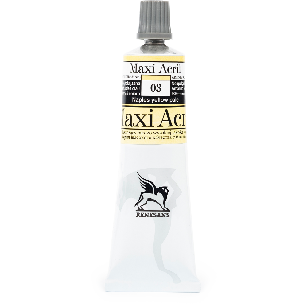 Acrylic paint Maxi Acril - Renesans - 03, Naples yellow pale, 60 ml