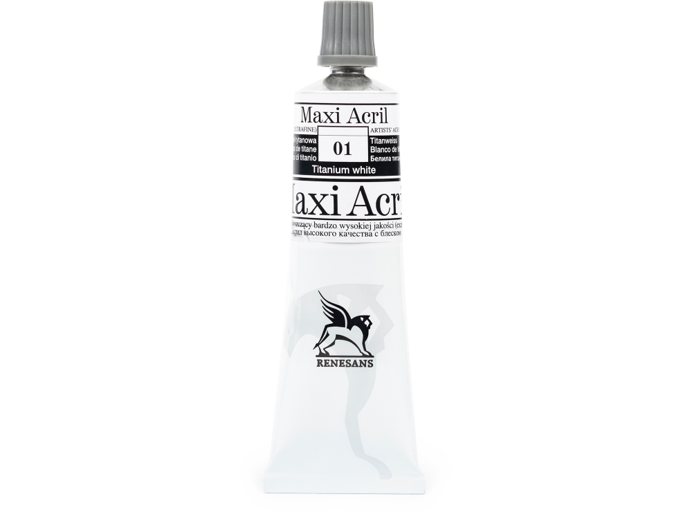 Acrylic paint Maxi Acril - Renesans - 01, titanium white, 60 ml