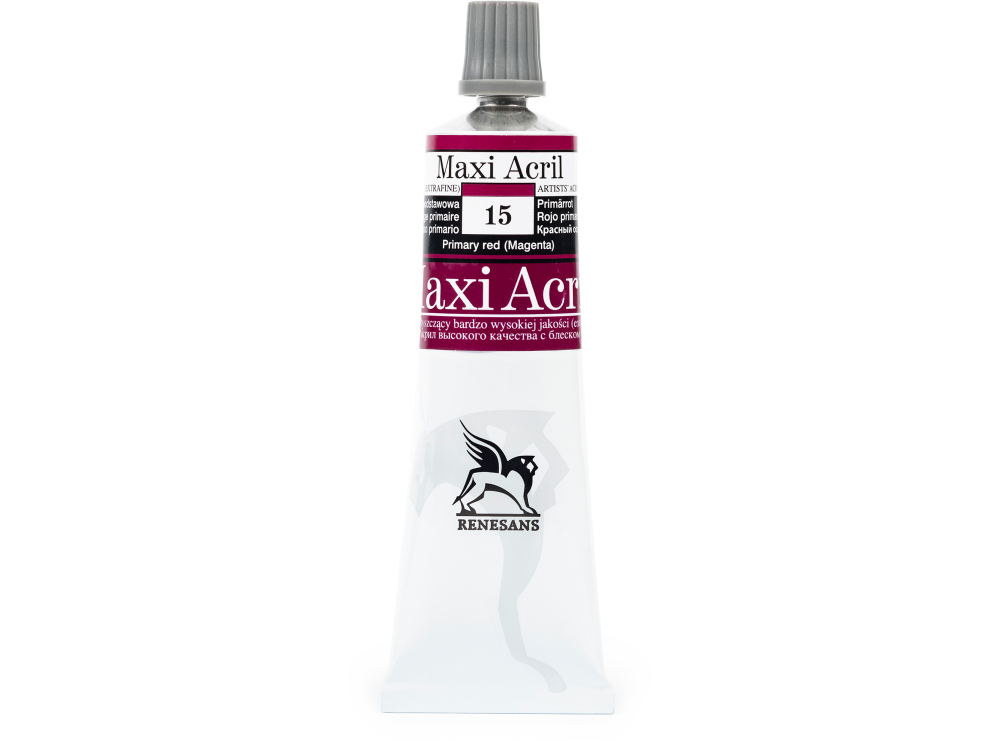 Acrylic paint Maxi Acril - Renesans - 15, primary red, 60 ml