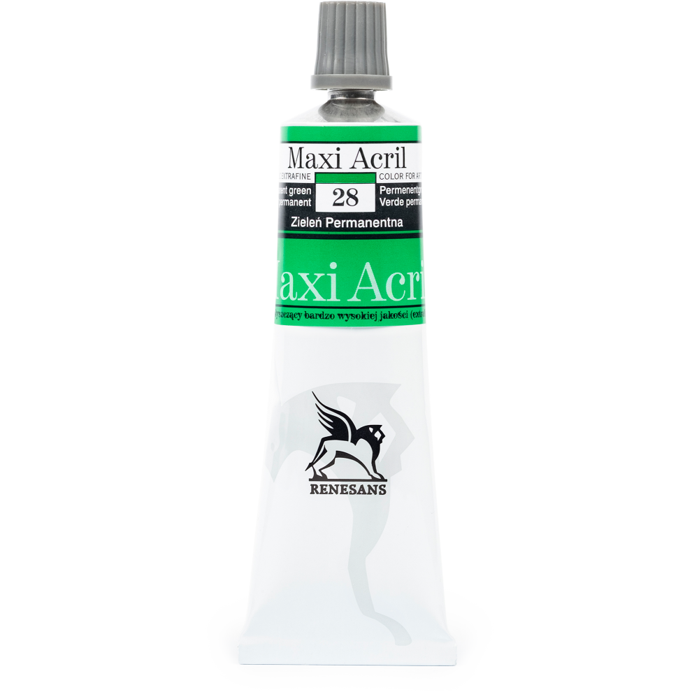 Acrylic paint Maxi Acril - Renesans - 28, permanent green, 60 ml