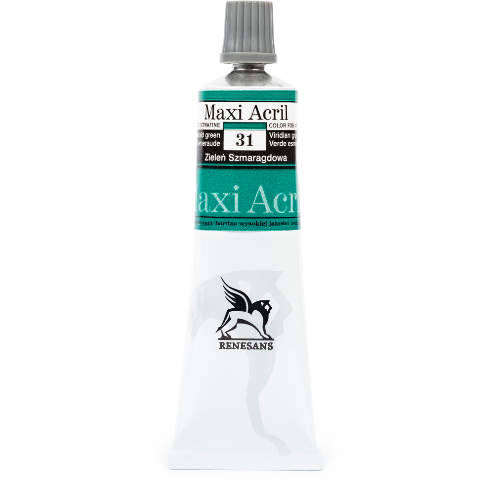 Acrylic paint Maxi Acril - Renesans - 31, emerald green, 60 ml