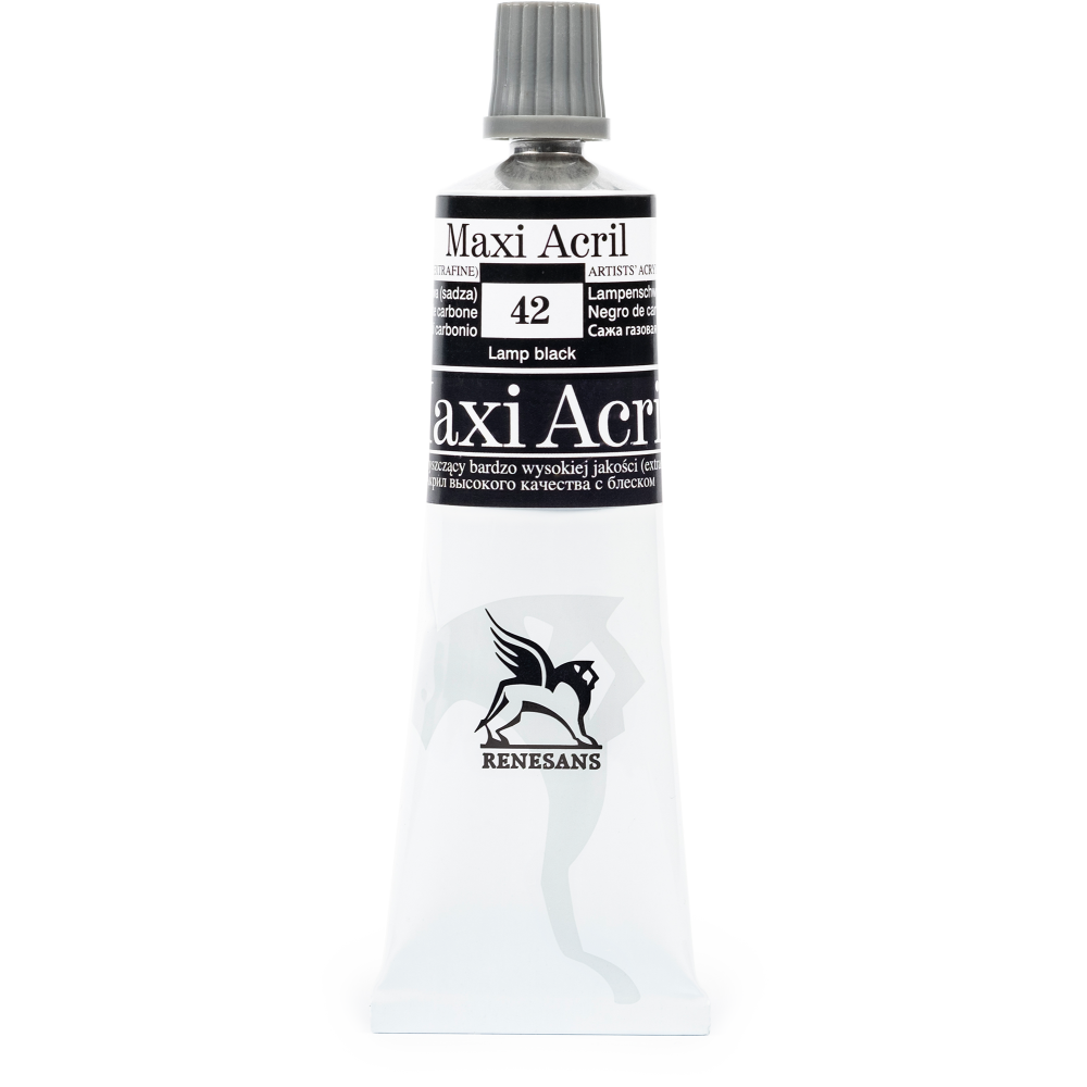 Acrylic paint Maxi Acril - Renesans - 42, lamp black, 60 ml