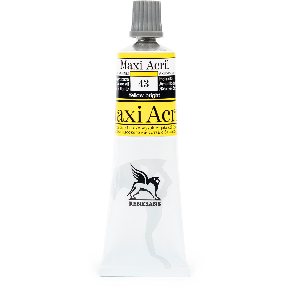 Farba akrylowa Maxi Acril - Renesans - 43, yellow bright, 60 ml