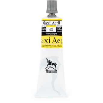 Acrylic paint Maxi Acril - Renesans - 43, yellow bright, 60 ml