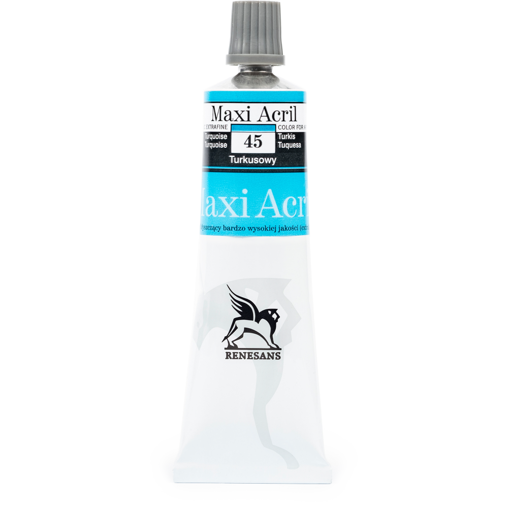 Acrylic paint Maxi Acril - Renesans - 45, turquoise, 60 ml