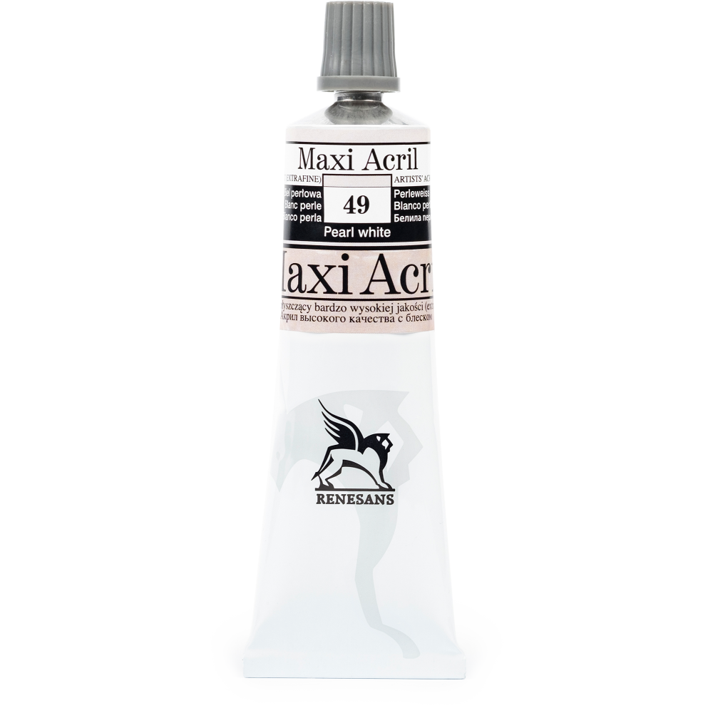 Acrylic paint Maxi Acril - Renesans - 49, pearl white, 60 ml