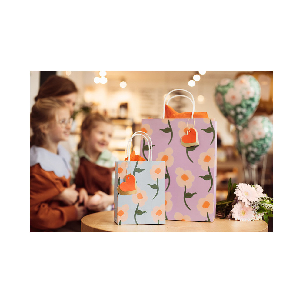 Foil balloon Heart with flowers - green, 35 cm