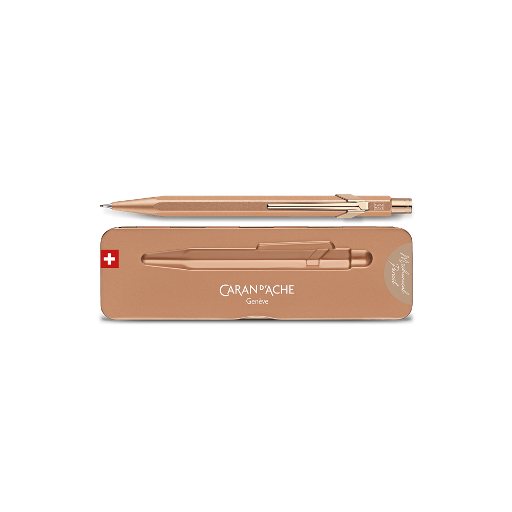 Ołówek mechaniczny 844 Premium z etui - Caran d'Ache - Brut Rose, 0,7 mm