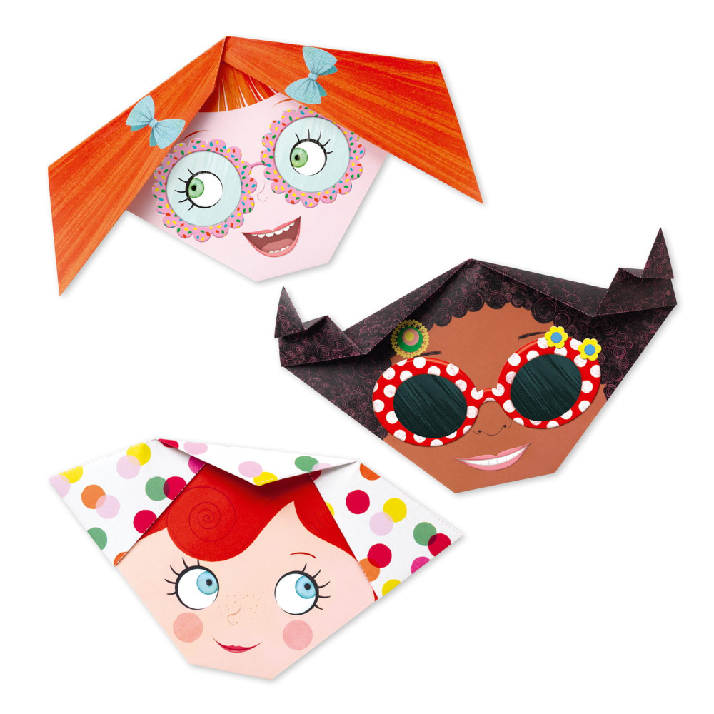 Set for origami - Djeco - Happy faces, 24 pcs