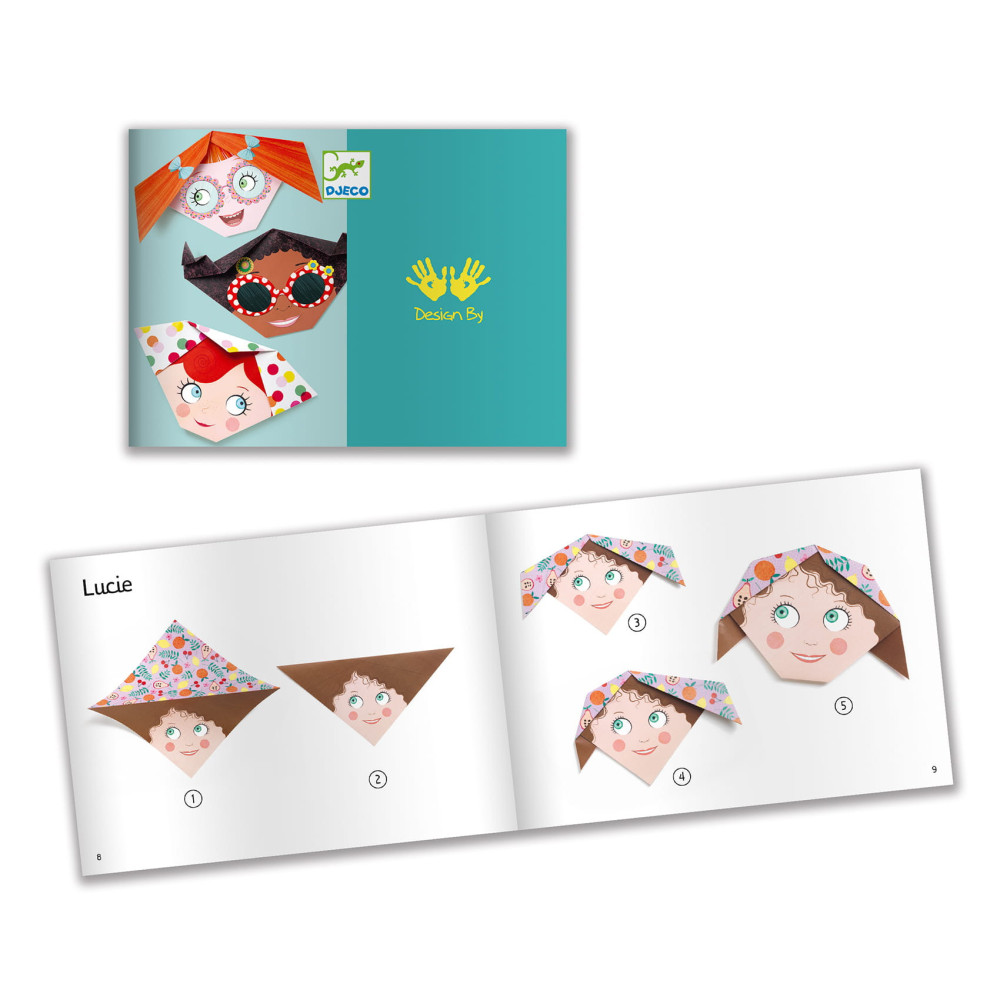 Set for origami - Djeco - Happy faces, 24 pcs