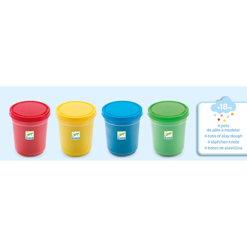 Set of play dough for kids - Djeco - 4 colors x 140 g