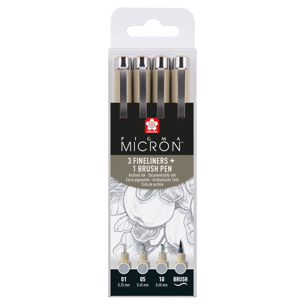 Zestaw cienkopisów Pigma Micron - Sakura - Light Cool Gray, 4 szt.