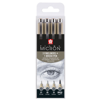 Set of Pigma Micron Fineliners and brush pens - Sakura - Cool Gray, 4 pcs.