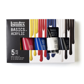 Set of Basics Acrylic paints - Liquitex - 5 colors x 75 ml