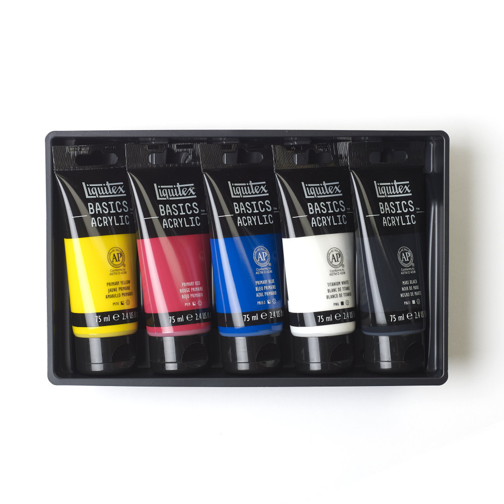 Zestaw farb akrylowych Basics Acrylic - Liquitex - 5 kolorów x 75 ml