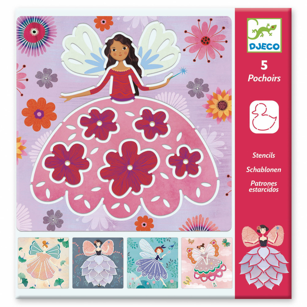 Stencils for children - Djeco - Fairies, 5 sheets