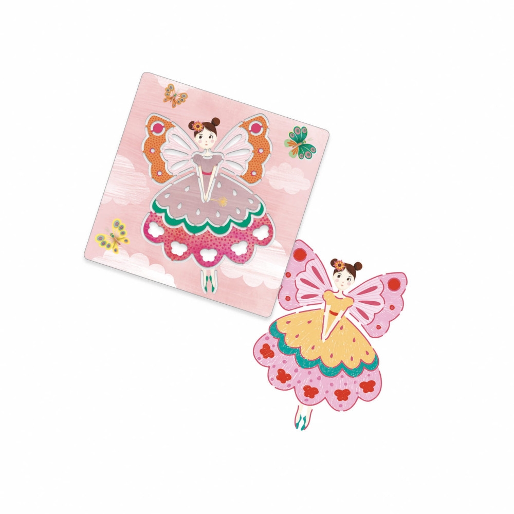 Stencils for children - Djeco - Fairies, 5 sheets