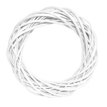 Wianek pleciony, wiklinowy, baza do stroików - biały, 20 cm