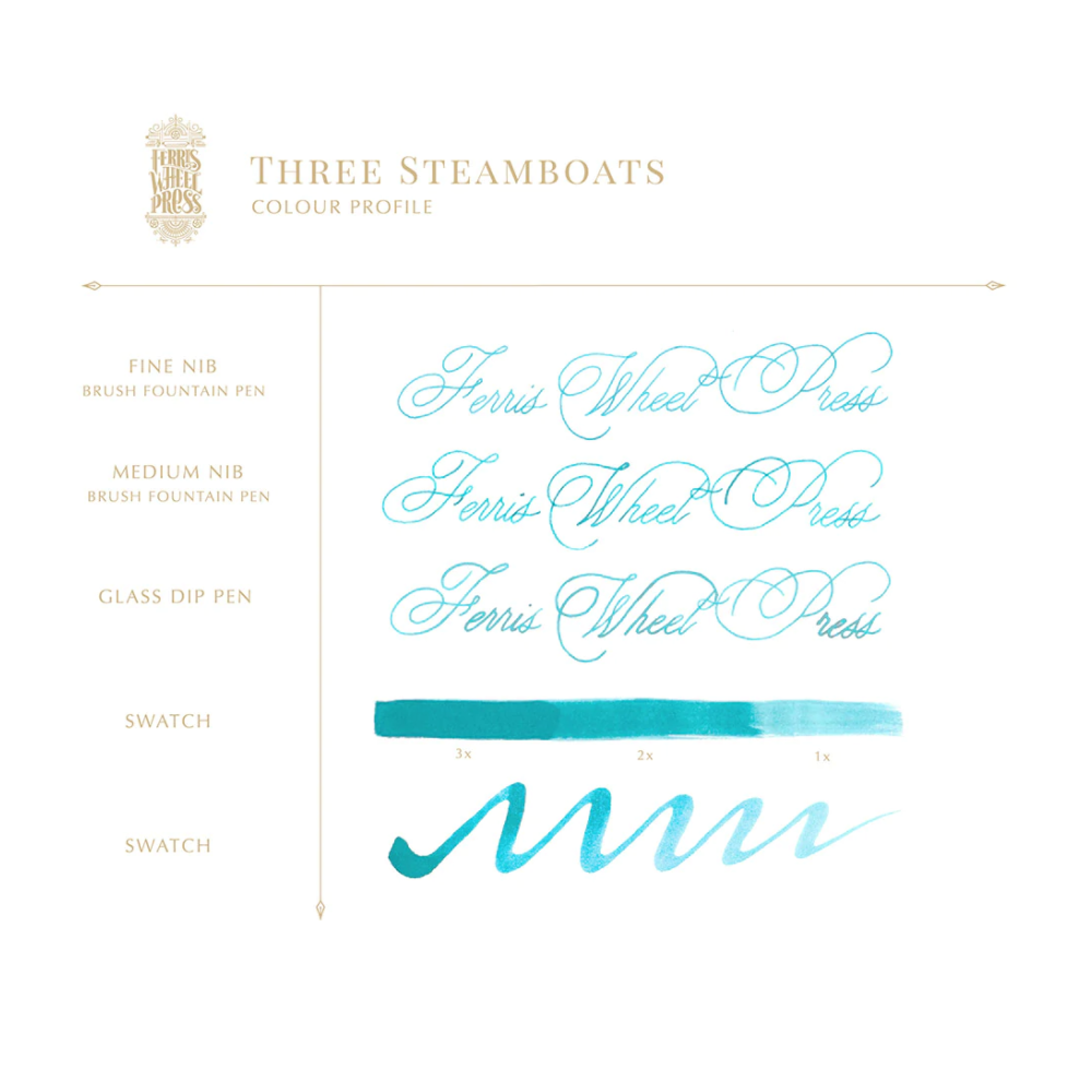 Calligraphy ink - Ferris Wheel Press - Three Steamboats, 38 ml
