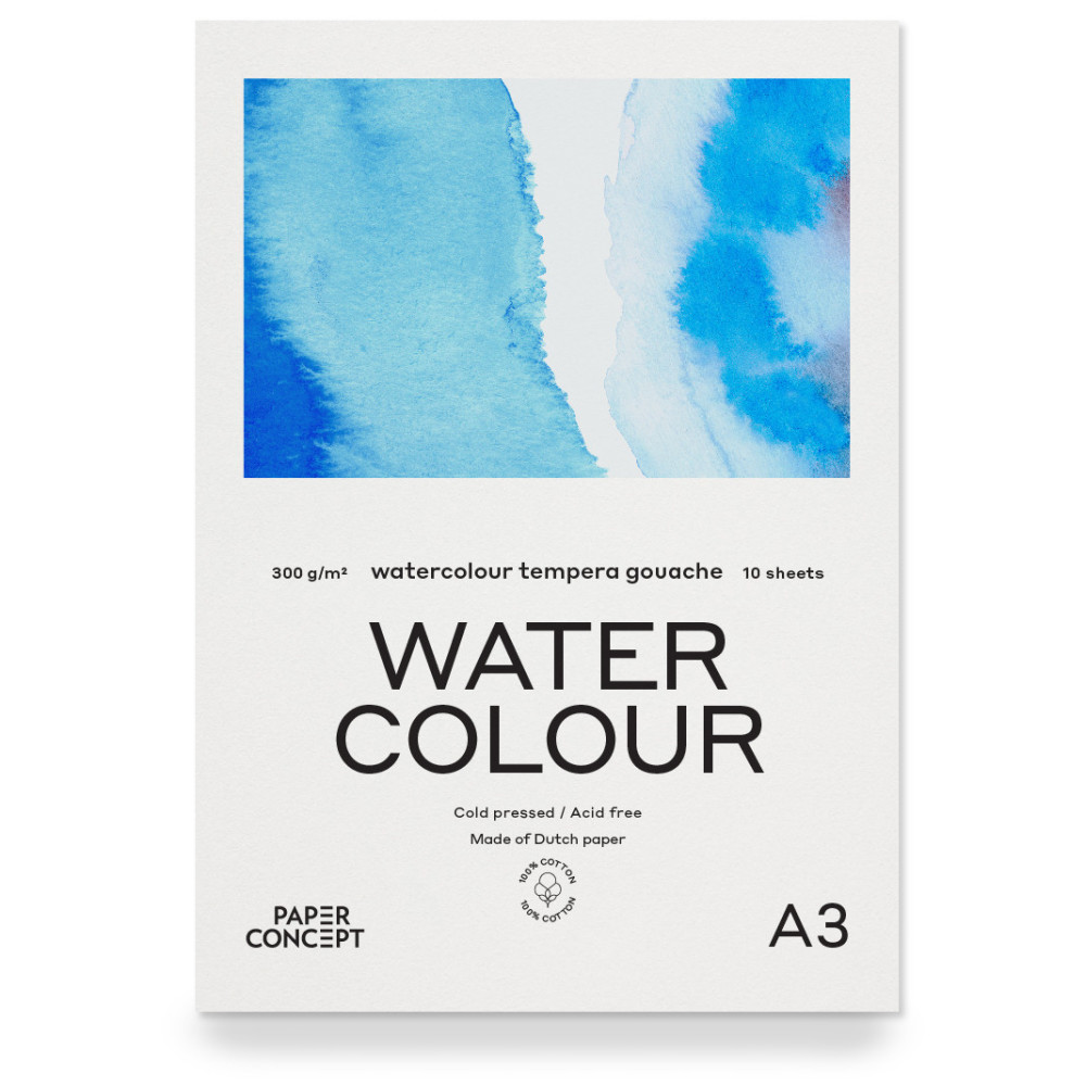 Blok do akwareli 100% Cotton - PaperConcept - A3 300 g 10 ark.