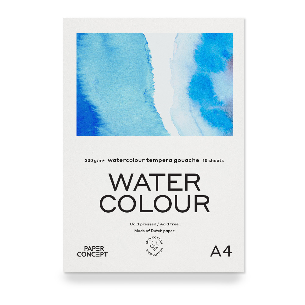 Blok do akwareli 100% Cotton - PaperConcept - A4 300 g 10 ark.