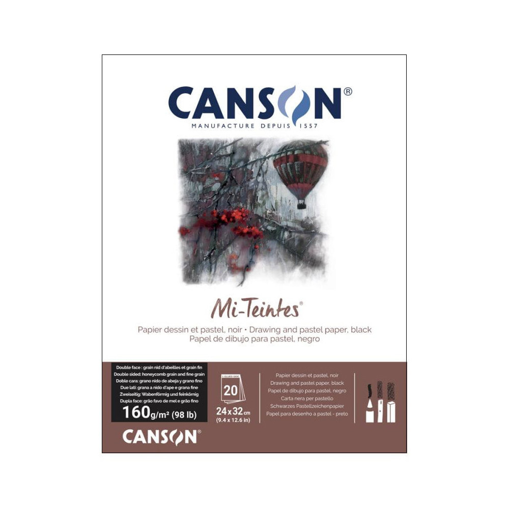 Blok do pasteli Mi-Teintes - Canson - czarny, 24 x 32 cm, 160 g, 20 ark.