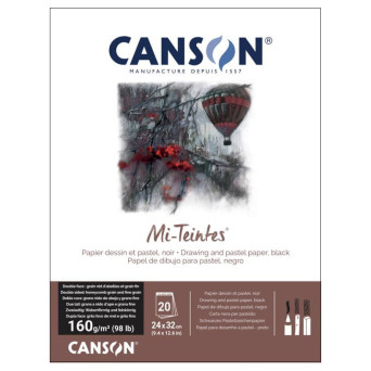 Mi Teintes paper pad for pastels - Canson - black, 24 x 32 cm, 160 g, 20 sheets