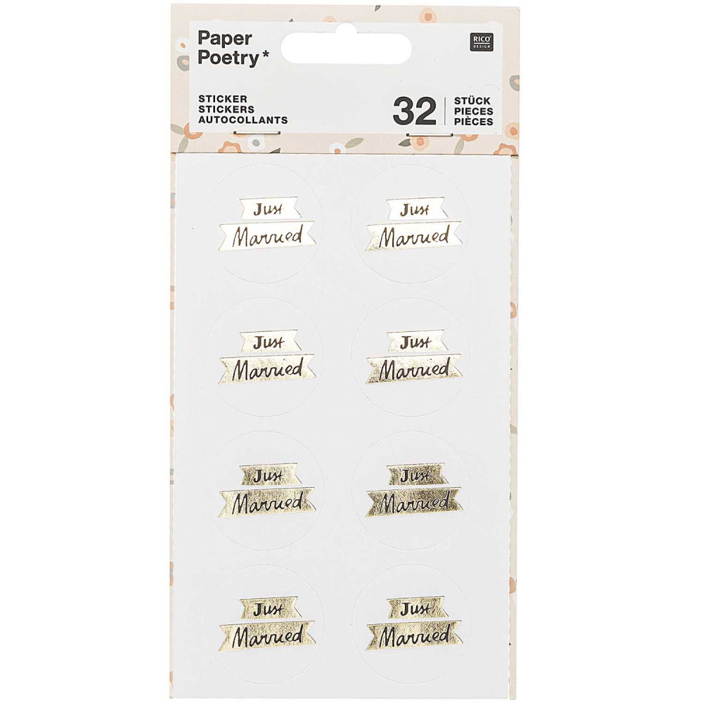 Naklejki - Paper Poetry - Just Married, 32 szt.