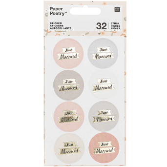 Naklejki - Paper Poetry - Just Married, 32 szt.