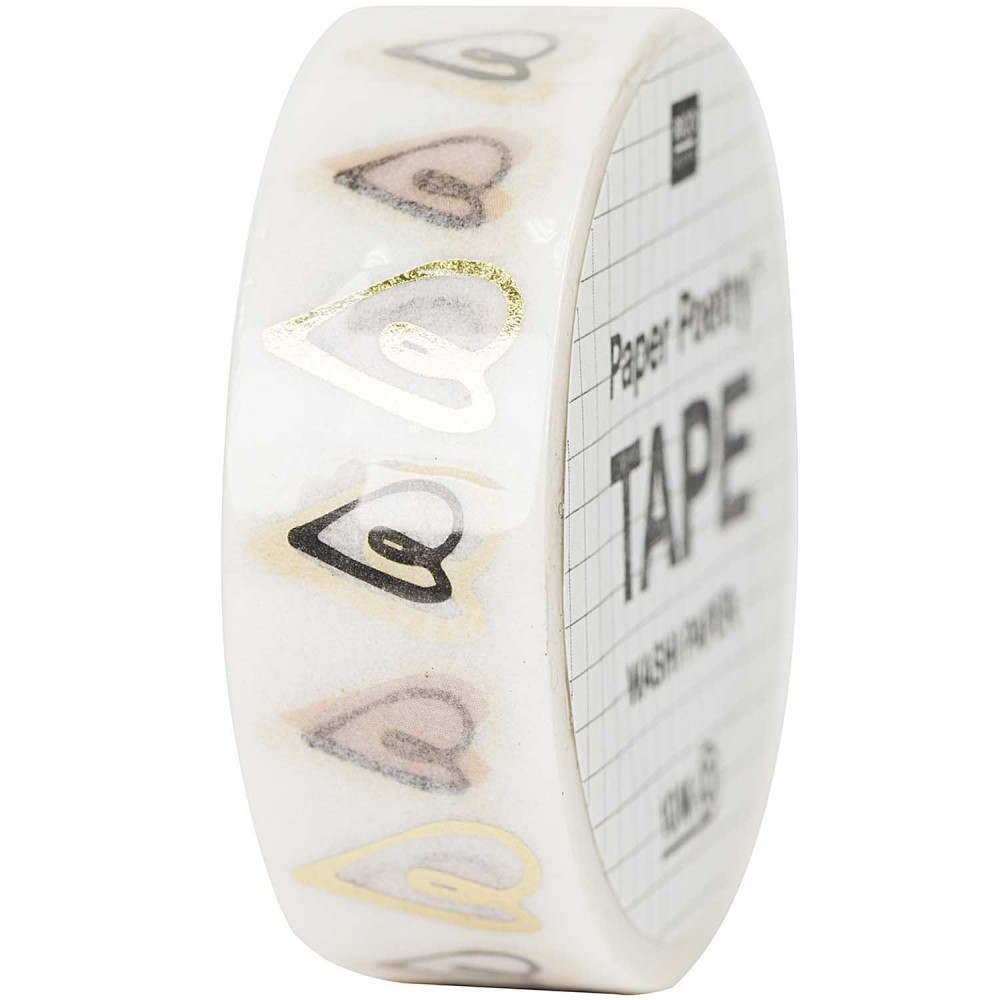Taśma washi, Serca - Paper Poetry - 15 mm x 10 m