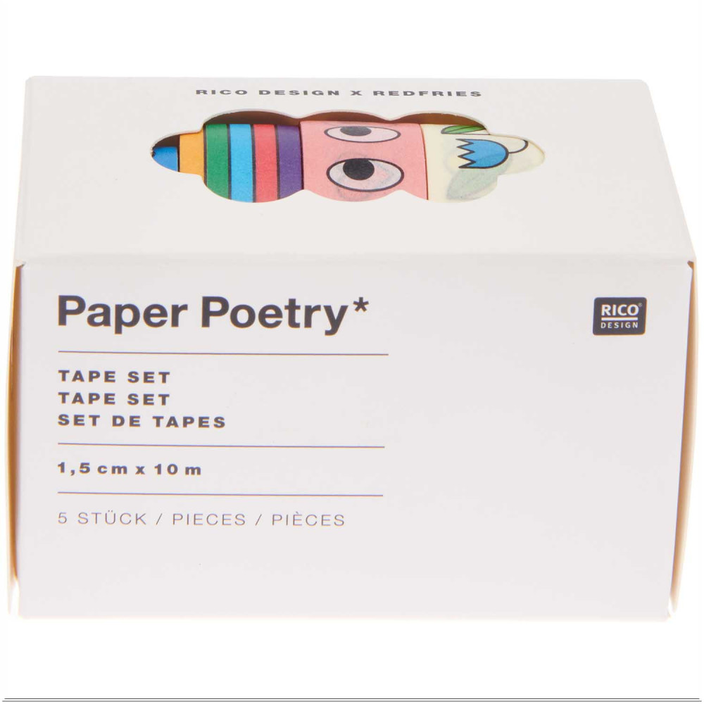 Set of washi tapes - Paper Poetry - Eye Candy, 15 mm x 10 m, 5 pcs.
