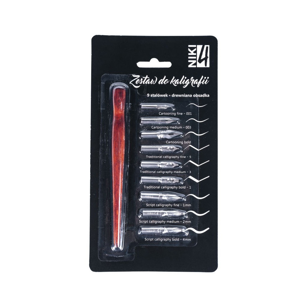 Calligraphy set - Koh-I-Noor - 9 nibs and wooden nib holder