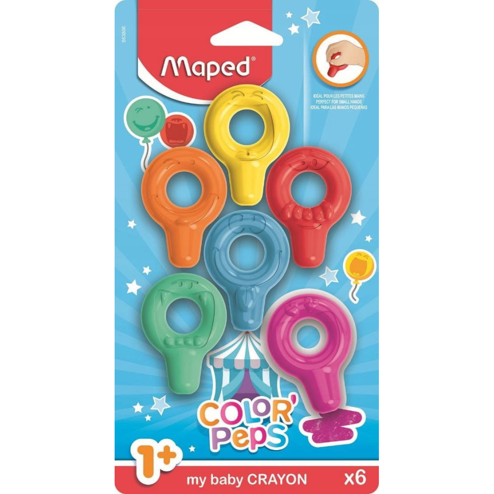 Set of wax crayons Color'Peps Baby - Maped - 6 colors