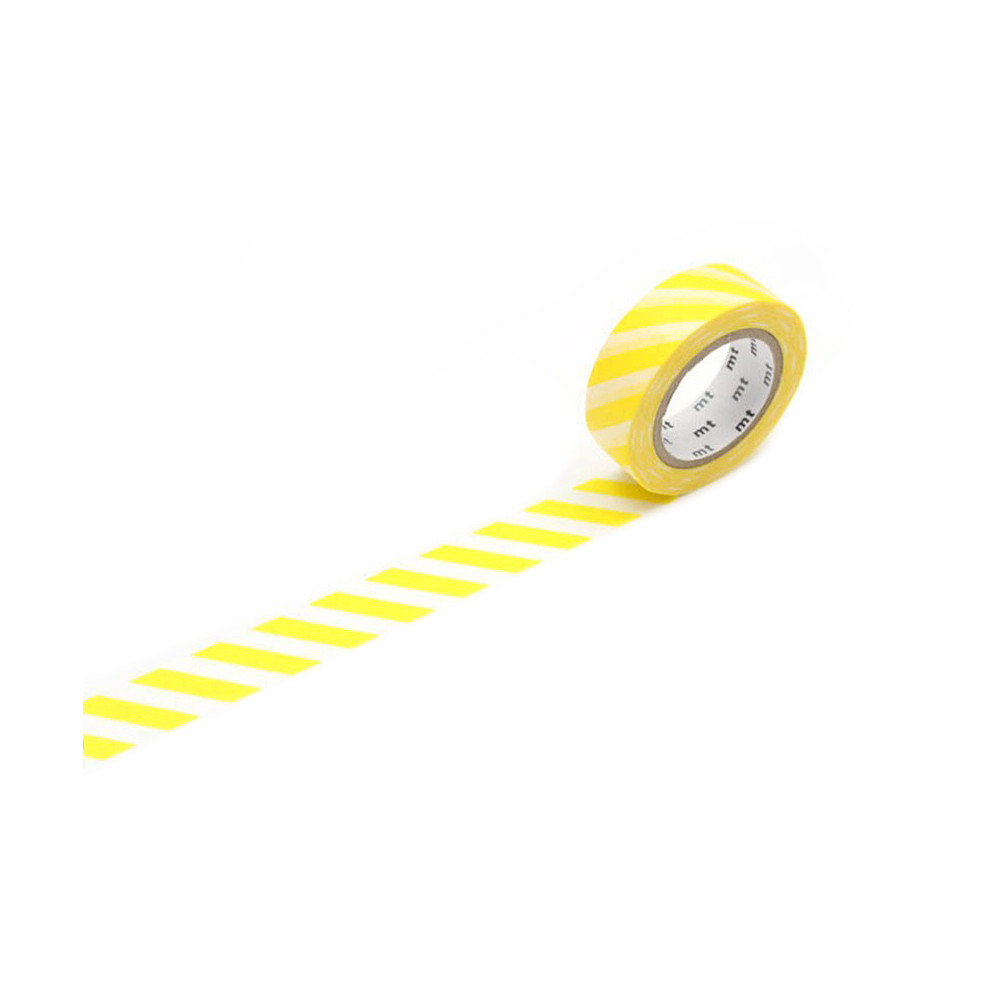 Taśma papierowa washi - MT Masking Tape - Stripe Lemon, 7 m