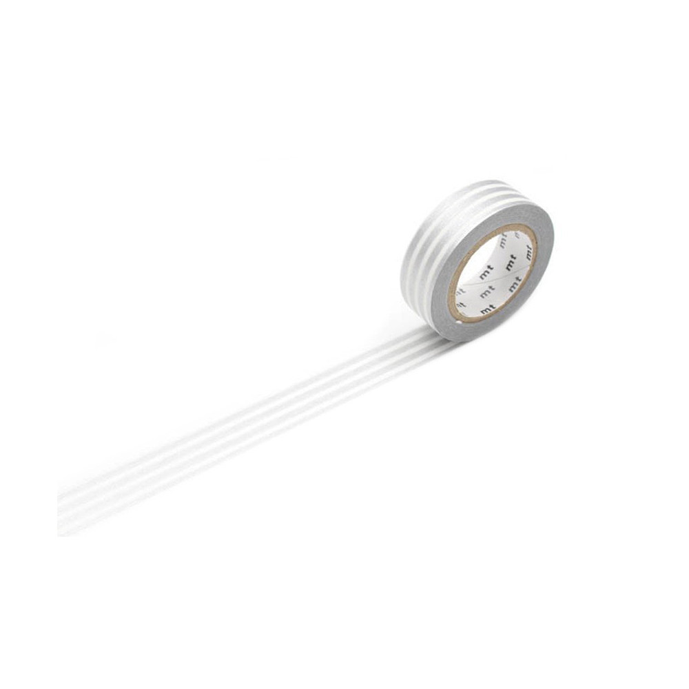 Taśma papierowa washi - MT Masking Tape - Border Silver, 7 m