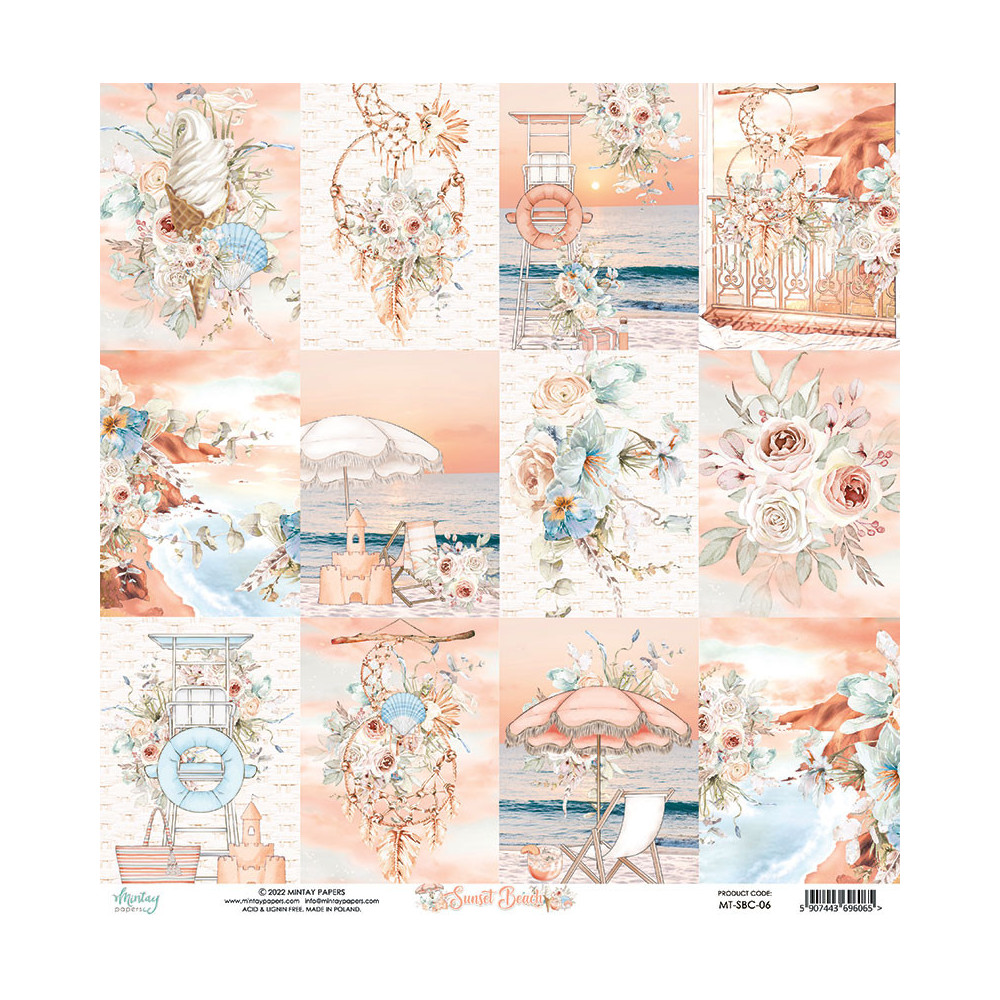 Set of scrapbooking papers 30,5 x 30,5 cm - Mintay - Sunset Beach