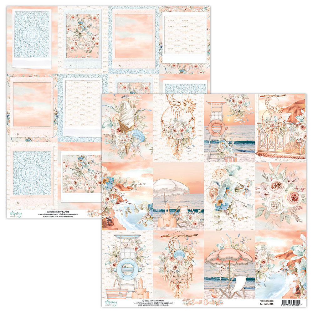 Set of scrapbooking papers 30,5 x 30,5 cm - Mintay - Sunset Beach