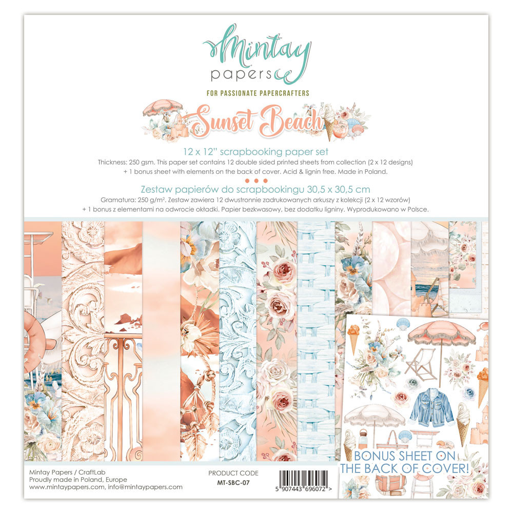 Set of scrapbooking papers 30,5 x 30,5 cm - Mintay - Sunset Beach